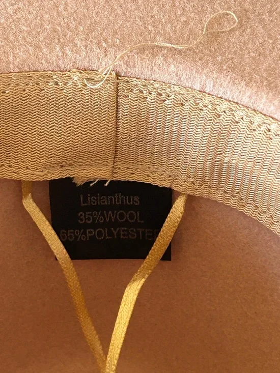 Wide Brim Lisianthus wool blend Fedora Hat in Dusty Peach - Picture 6 of 6